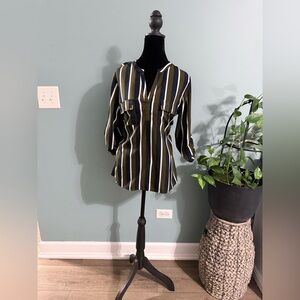Live 4 Truth Striped Blouse - Black, White, Olive